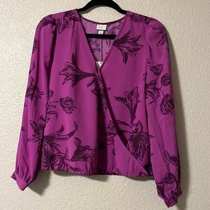 Purple Floral Long Sleeve Top